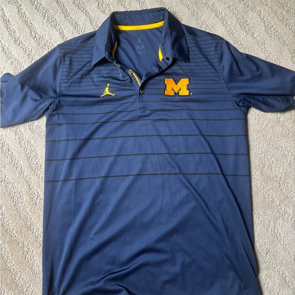 Jordan Men's Navy and Yellow Polo Shirt